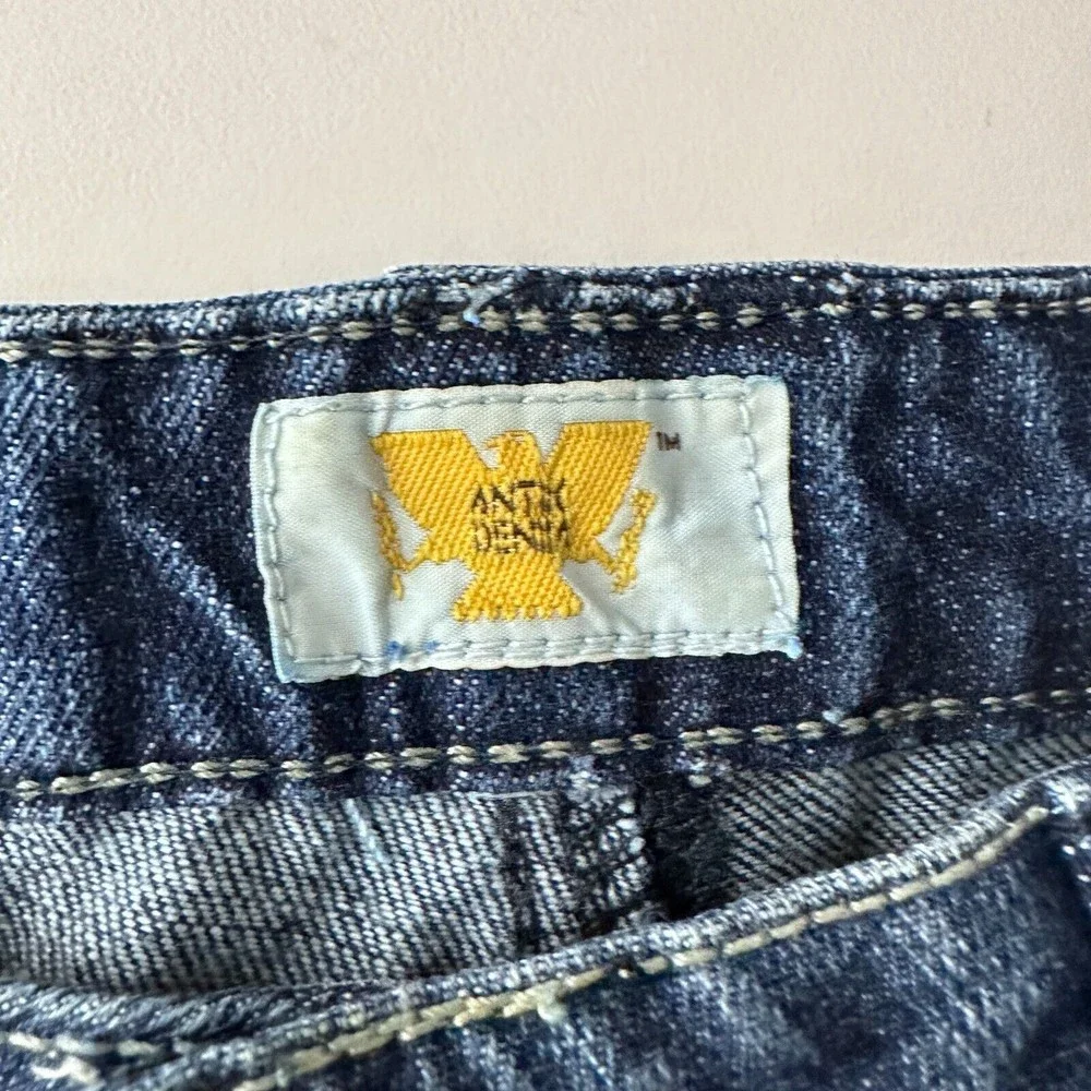 Antik Womens Denim Y2K Mid-Rise Blue Distress Patchwork Cow Girl Jeans Size 32 - Picture 9 of 10